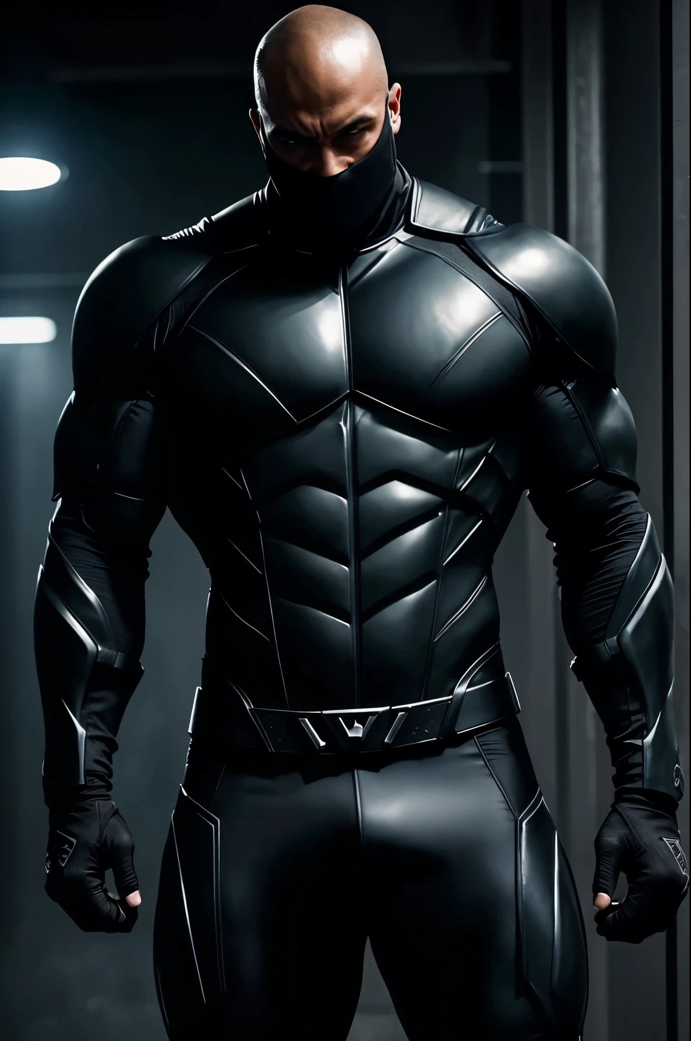 Man in black suit, Dangerous, anti-hero vey brutal, very cool, very muscular very sharpjawline, very sigma