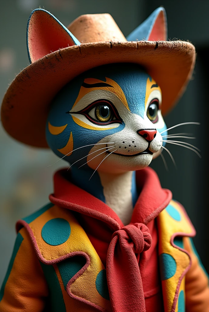 A typical Costa Rican mask of a cowboy cat 
