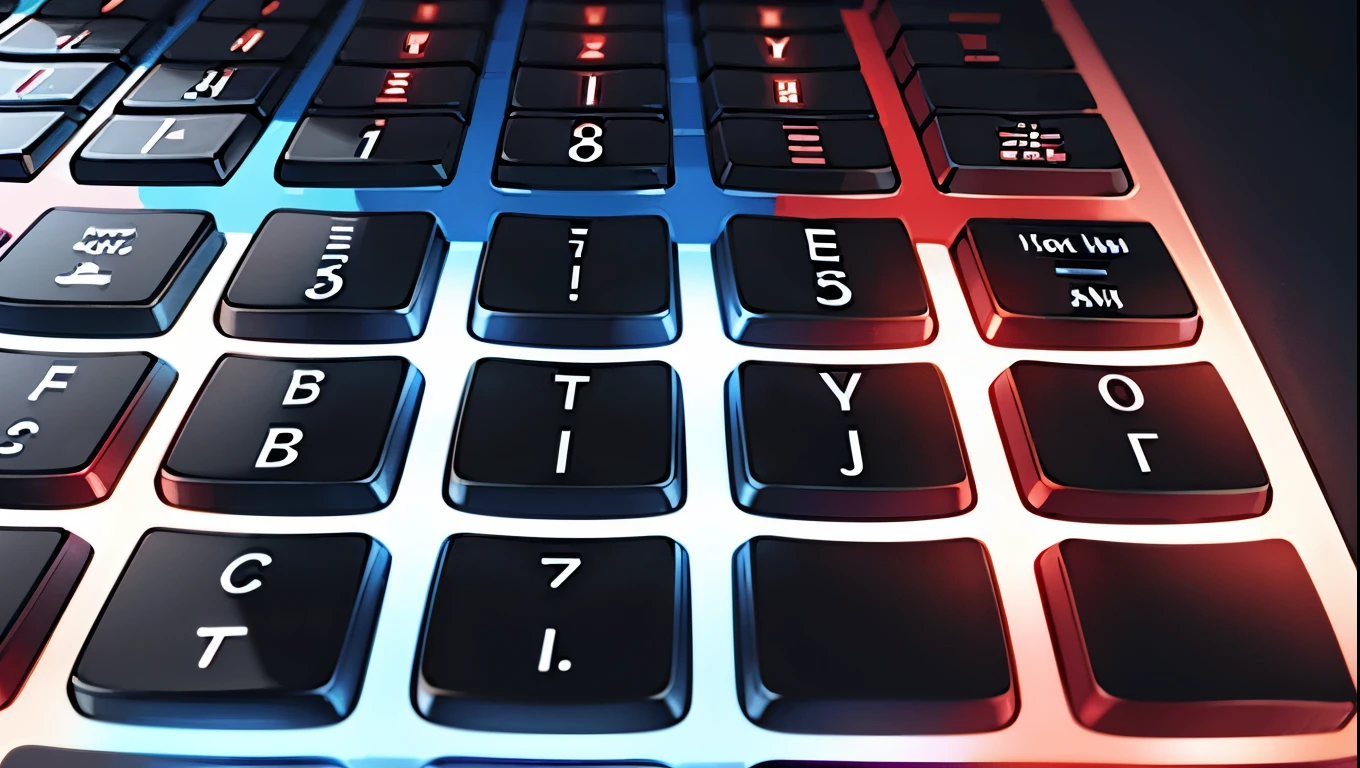 Pc keyboard,Black color, decorated with radiant red lights