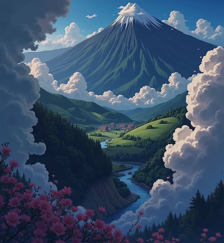 ((Anime landscape wallpaper: 1.2, width 672, beautiful art uhd 4k: 0.8), (japanese cartoon movies country landscape, japanese cartoon movies nature, japanese cartoon movies), japanese cartoon movies cloud, Scenery artwork, Epic landscape), (japanese cartoon movies style art style, detailed landscape, Beautiful fluffy clouds: 1.2, Landscape Background), Brightly lit, Bright picture (field, A painting of mountains and rivers, japanese cartoon movies theme), )  