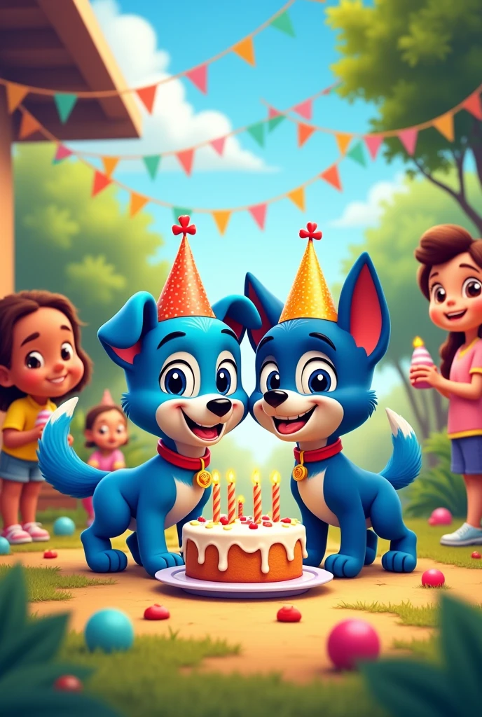 Bluey and Bingo having a birthday party