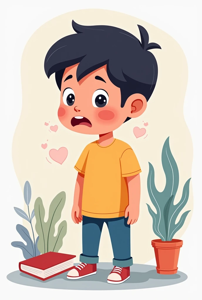 I am looking for an illustration of a student with fever in the following style: drawing style: Modern and vector, with smooth, clean lines, and vibrant colors. Cartoonish but realistic. Color: Using a palette of bright and contrasting colors that are pleasant and eye-catching. FORMAT: Illustrations arranged in a book or manual style. This illustration is intended for a guidance and training manual, so it must be clear, accessible and visually appealing."
