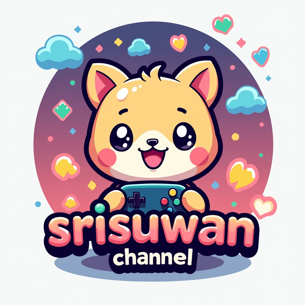 Kawaii logo for a video game channel with the word "SrisuwaN"