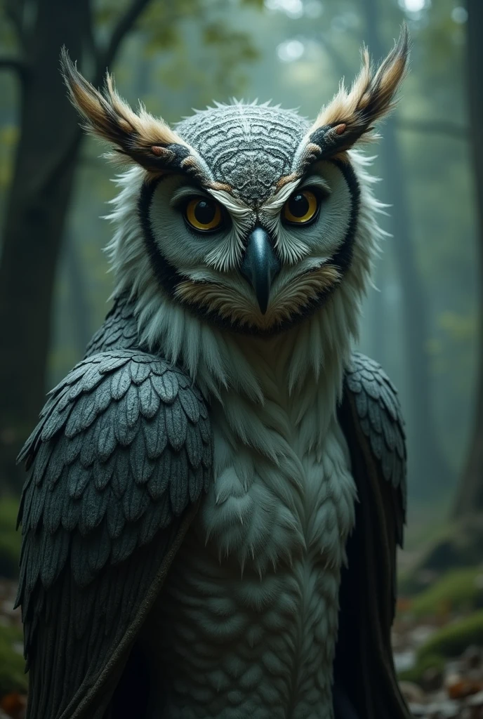 Half owl half human creature, humanoid owl