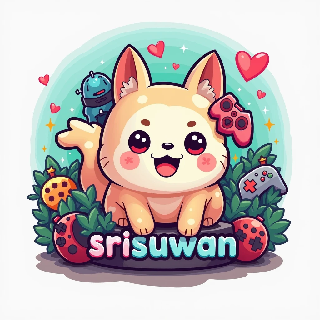 Kawaii logo for a video game channel with the word "SrisuwaN"