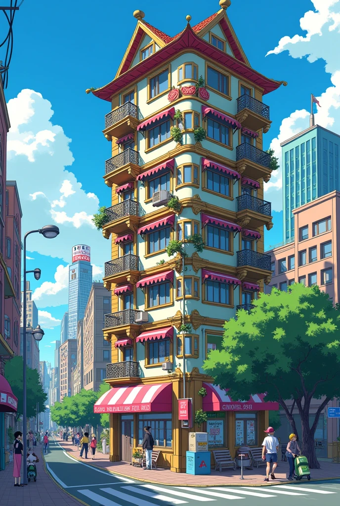 2d anime apartment outside
