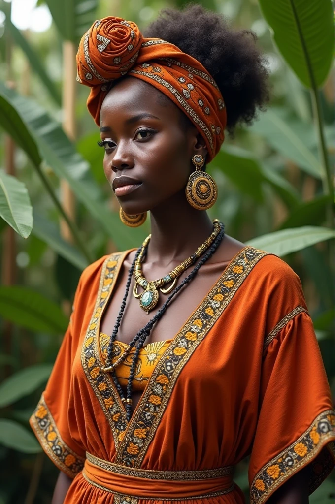 Une africaine femme africaine qui porte un vêtement de ménagère