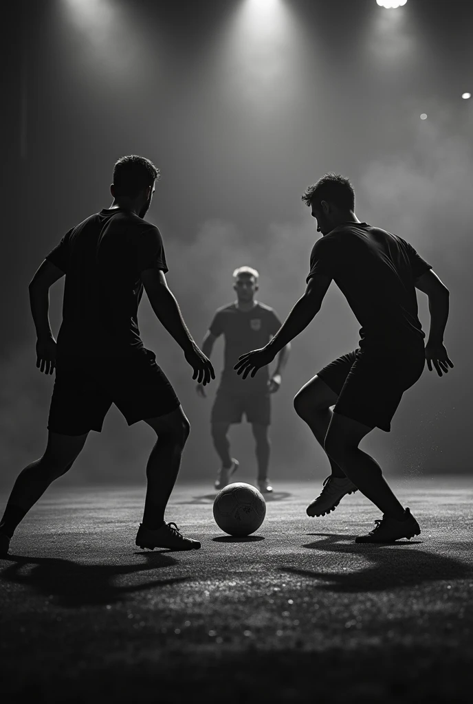 Futsal image in black tones with male players. More options