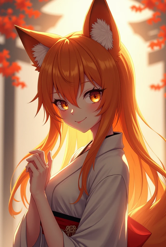 best quality, masterpiece, detailed, Kitsune neko, 1girl, closed mouth, light smile, orange hair, yellow eyes, medium hair, fox ears, fox tail, Senko Miko, miko, (NAKED:1.3), (NSFW:1.3), standing, looking at viewer, unity 8k wallpaper, (illustration:0.8), (beautiful detailed eyes:1.6), extremely detailed face, perfect lighting, extremely detailed CG, (perfect hands, perfect anatomy), Her beautiful face, drawn with incredible precision and realism, is surprisingly detailed. Every line, every crease on the skin is like a work of art. Sparkling eyes, with a fine drawing of each eyelash, look directly at you, radiating warmth and boundless tenderness, Senko is the true embodiment of grace and beauty, and every stroke on this cardboard canvas speaks of her charm. Her slender figure and graceful body lines are mesmerizing. Perfect hands, thin fingers, ((flat chest:1.5))