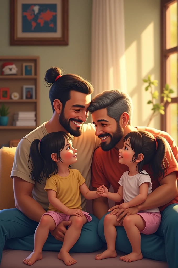 Gay dads with  twins daughter 