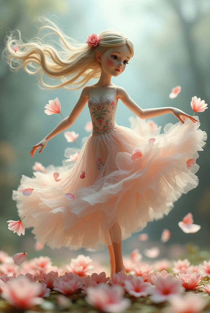 I would like to beautiful doll created with dancing flower petals that transforms as it dances.