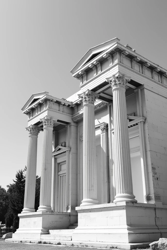 Athens in black and white clear vertical image of its architecture