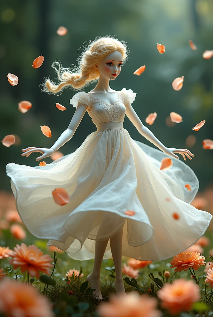 I would like to beautiful doll created with dancing flower petals that transforms as it dances.