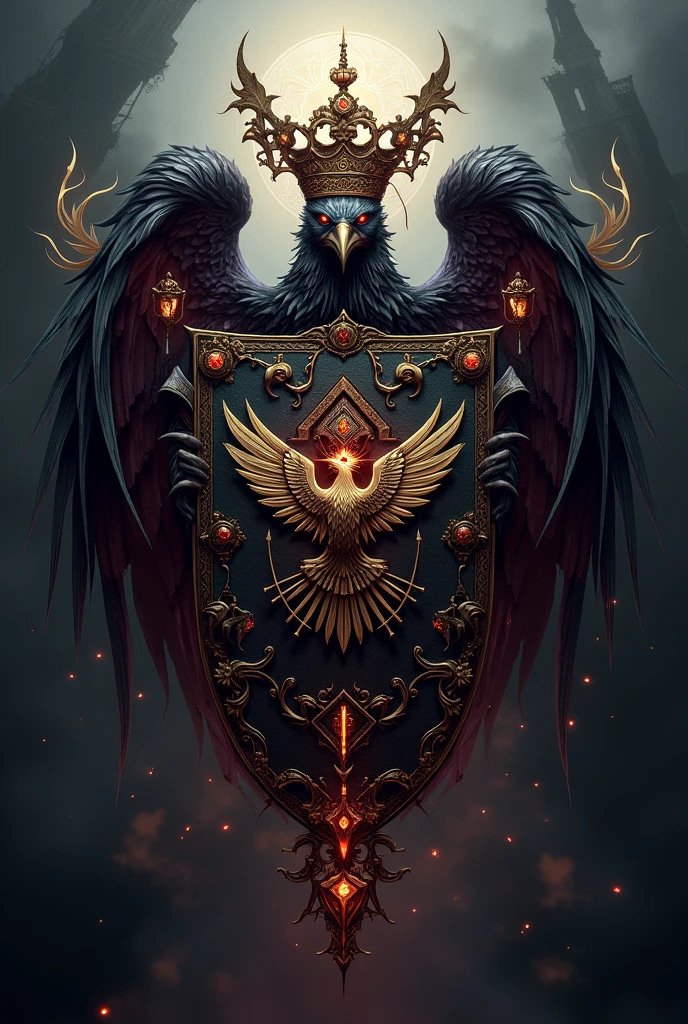 Let's imagine that there is a family that is the combination of the history of Castelvania and Constantine., What would this family's coat of arms look like?, keeping in mind that the family name is Castellani, put a coat of arms on this image with the name of the Castellani family