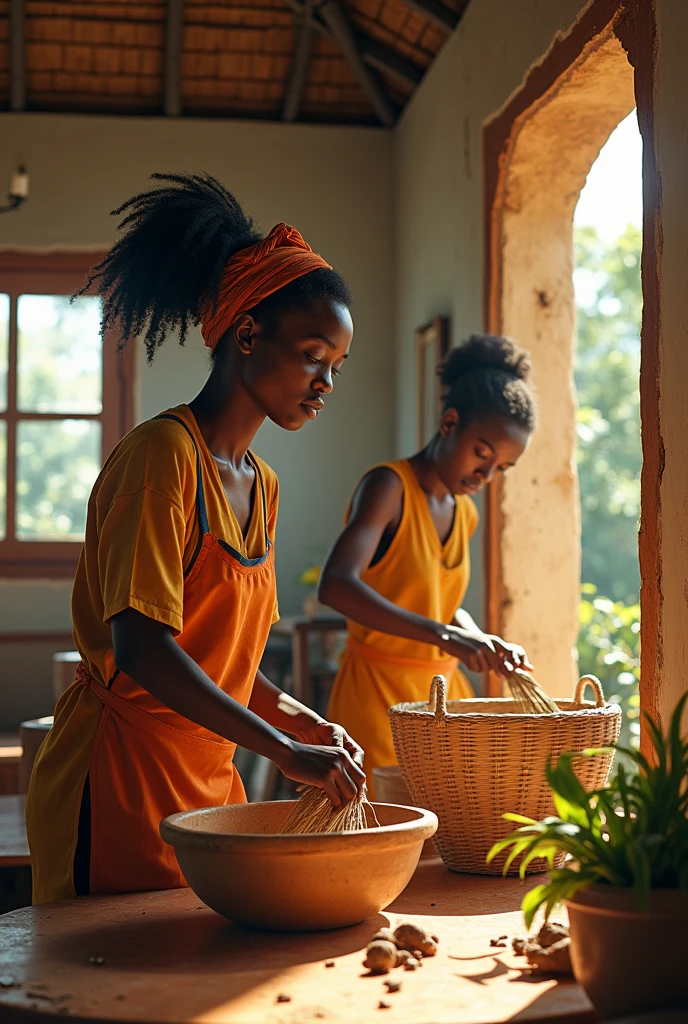 2 african housekeeper in a house in africa
