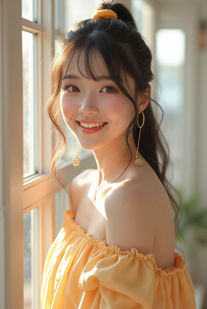 "Akemi, age 22, with her  build, delicate figure giving her a doll-like appearance, large expressive eyes radiating innocence, heartwarming and infectious smile, long soft hair styled in playful pigtails or high ponytail, fair and smooth skin enhancing her youthful look, dressed in cute and colorful outfits reflecting her vibrant personality, in a photorealistic image, capturing her youthful beauty and charm, full body shot, 35mm lens, bright and cheerful lighting, high resolution 8K, emphasizing her popularity and beloved nature (youthful beauty and charm:1.4), (cute and colorful outfits:1.3), (bright and cheerful lighting:1.2)"