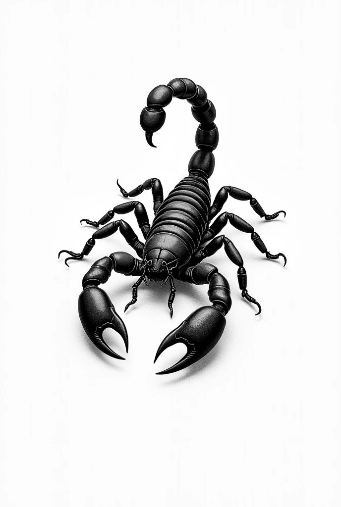 Create a black and white and grey pointillism tattoo of a scorpion on white background shaded detail professional micro realistic black work