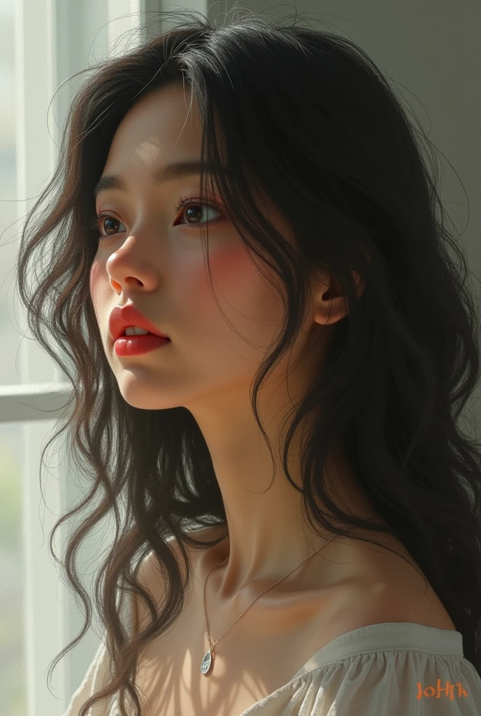 woman looking to the left