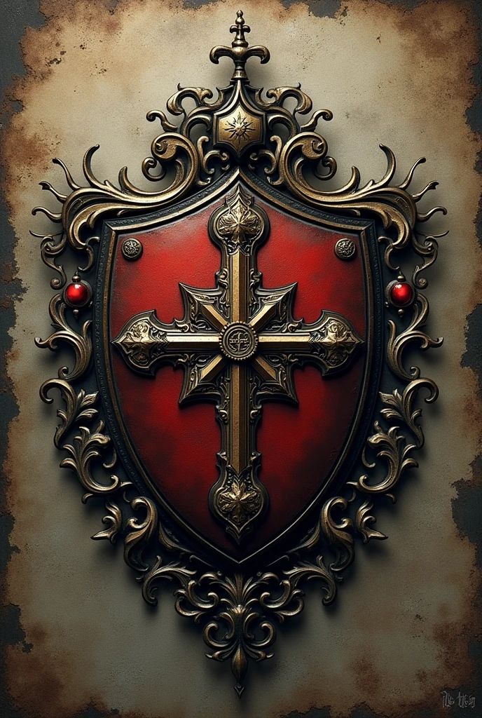 Let&#39;s imagine that there is a family that is the combination of the history of Castelvania and Constantine., What would this family&#39;s coat of arms look like?, keeping in mind that the family name is Castellani, put a coat of arms on this image with the name of the Castellani family, take those crows away, put some cross 