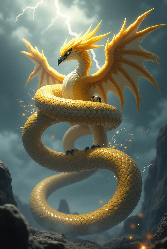 I want you to take a picture of a snake hugging the Pokémon Zapdos