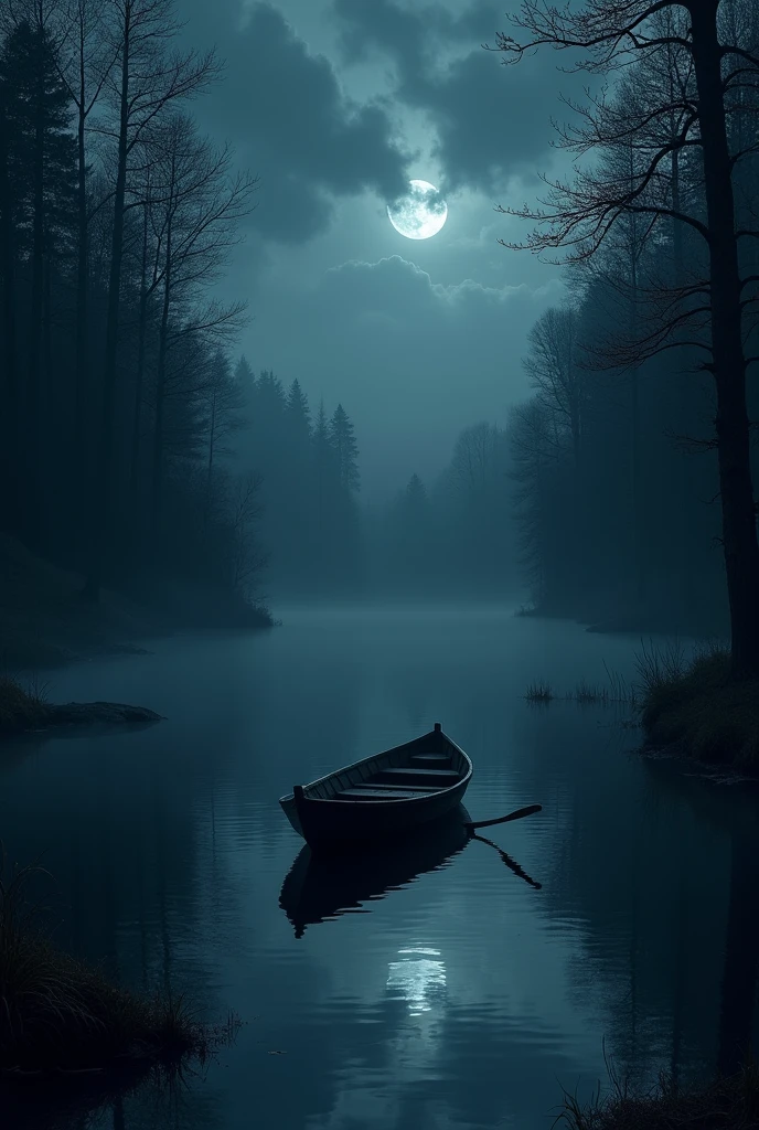Image of a boat on a dark lake