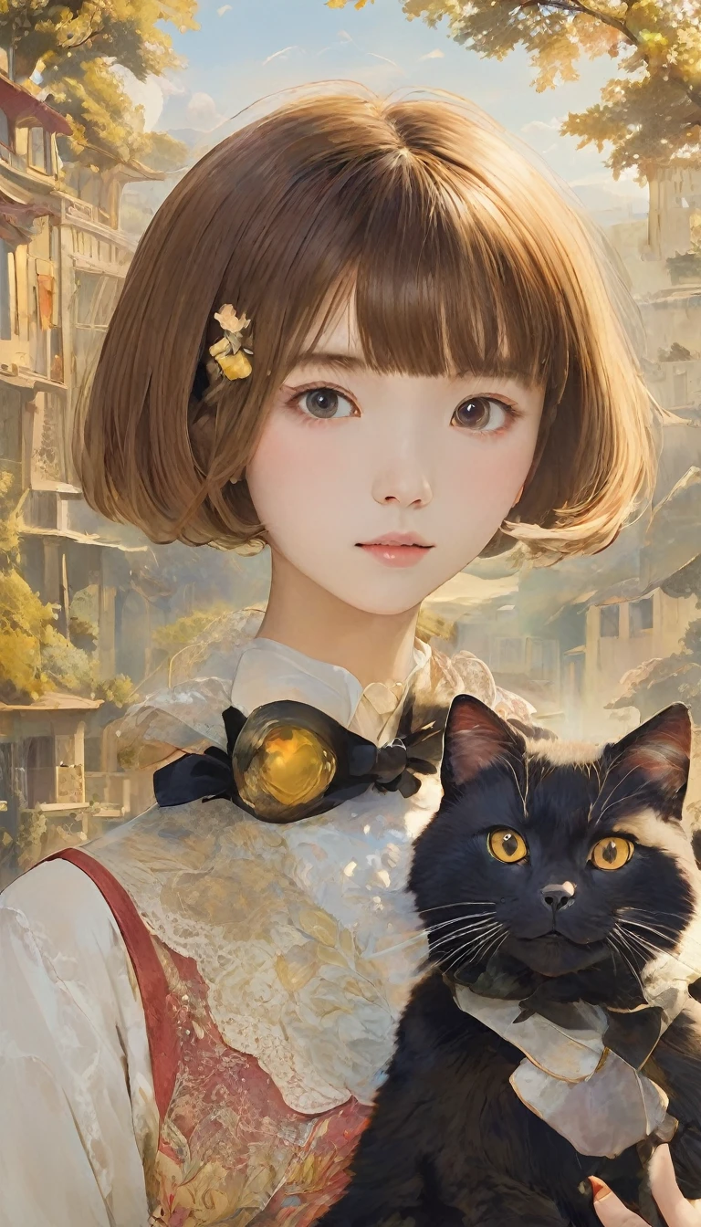 masterpiece、Highest quality、1.woman、20-year-old、((Bobcut))、Surrealism