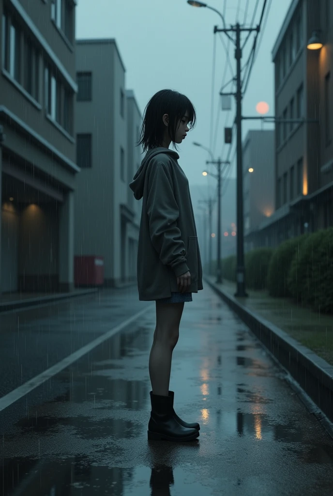 rain, age girl alone and sad