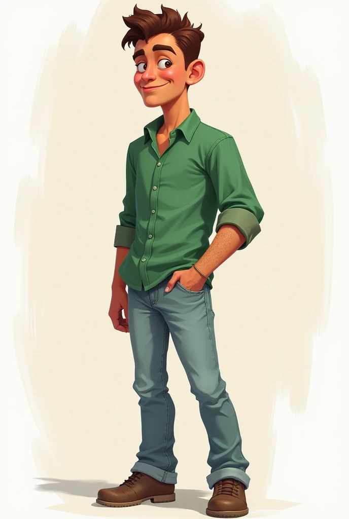 4llux, face , green shirt, jeans