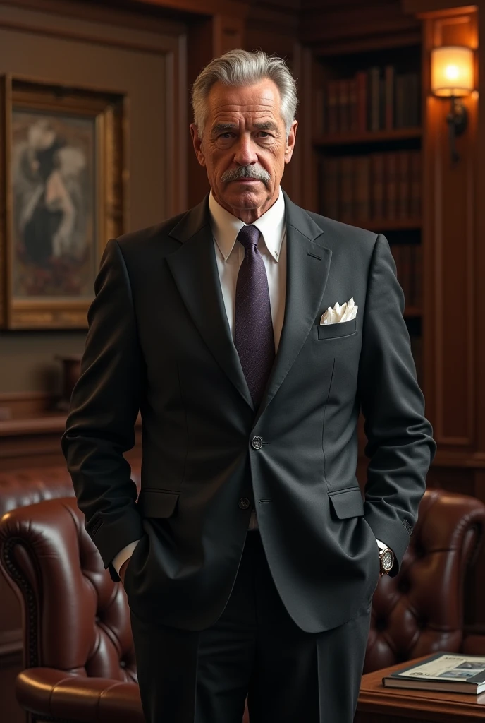 An old businessman in a posture of authority