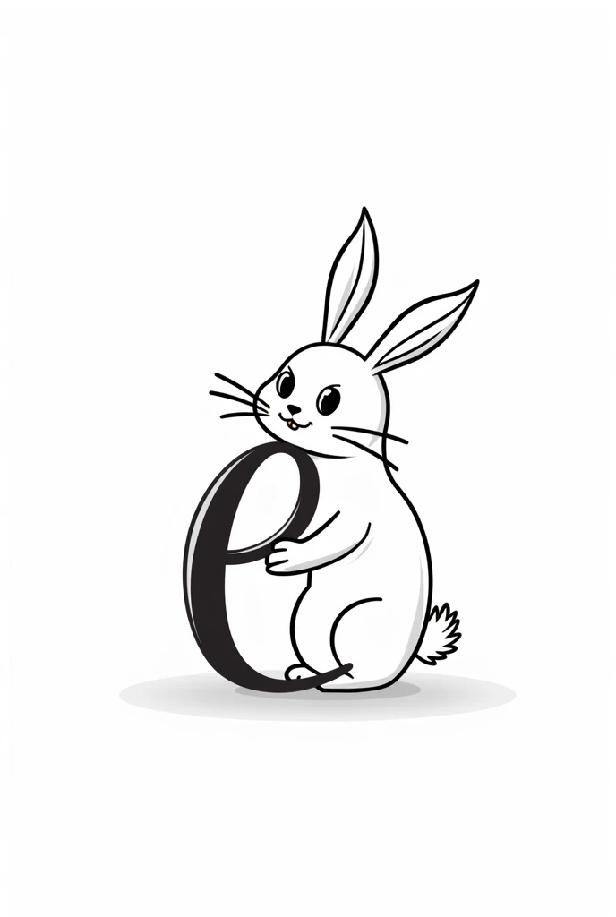 A lowercase letter e with a rabbit theme drawn in black for advertising with a white background