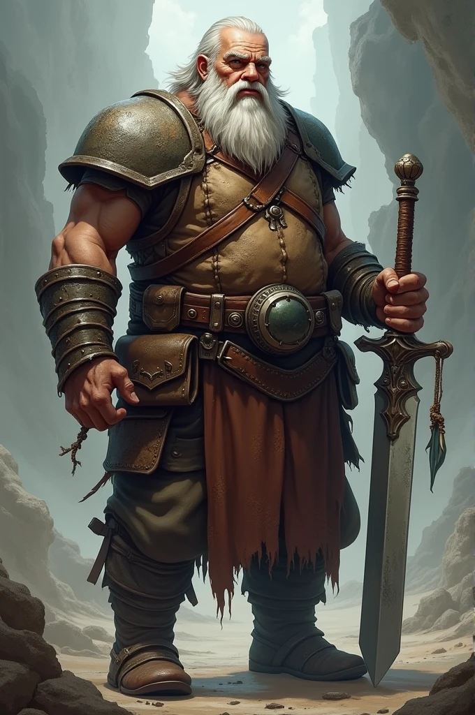 Generate a tall and strong bearded old man as a Cellbit tabletop rpg character
