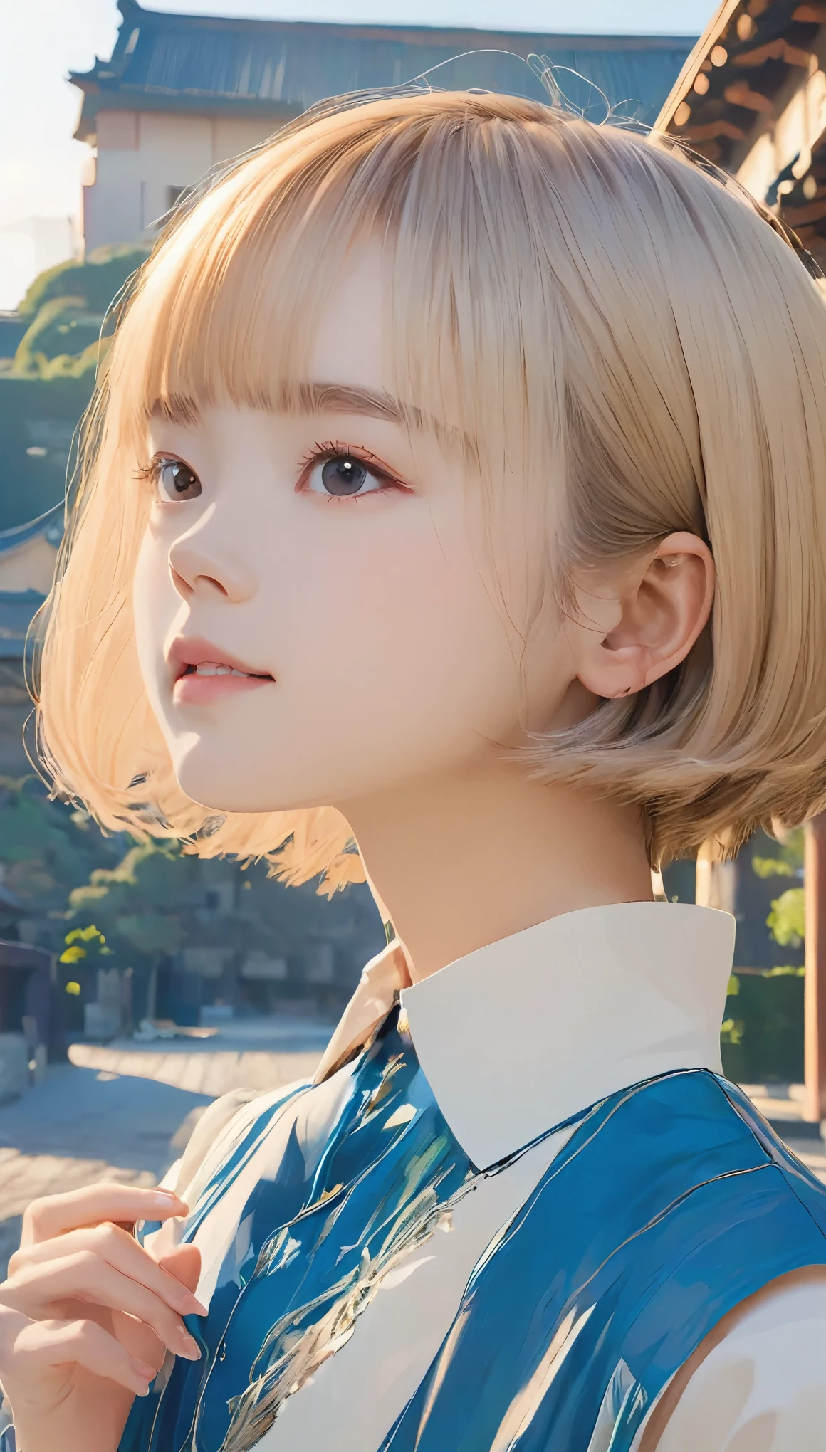 masterpiece、Highest quality、1.woman、20-year-old、profile、((short hair))、Surrealism
