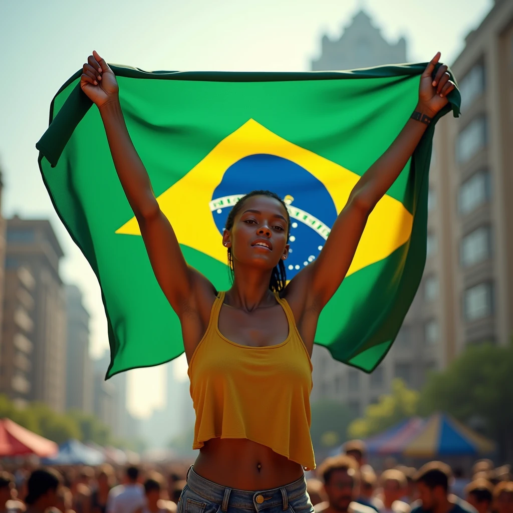 holding the BRAZILIAN flag