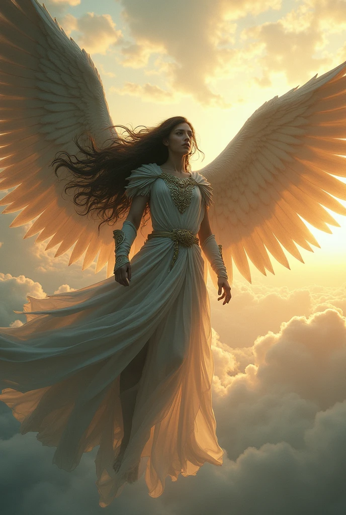 Horoi flying with cape, long hair