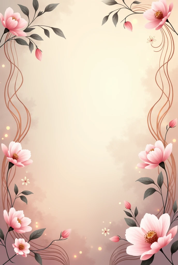 Create a flyer background with an art nouveau style, using a pastel color palette with a predominance of nude, lilac and beige.