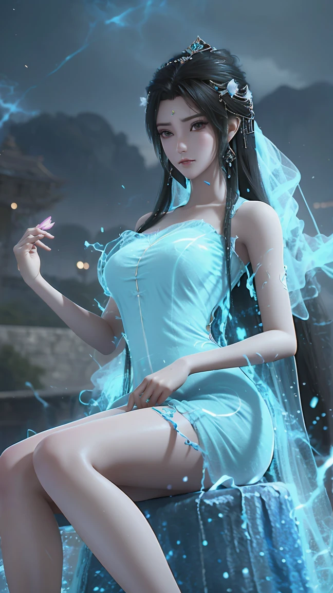 Arad woman in a dress sitting on a throne, cute anime waifu in a nice dress, trending on cgstation, 8K high quality detailed art, anime barbie in white, highly detailed exquisite fanart, Extremely detailed Artgerm, the anime girl is crouching, Flowing magic robe, Beautiful and attractive anime woman, WLOP 和 Sakimichan