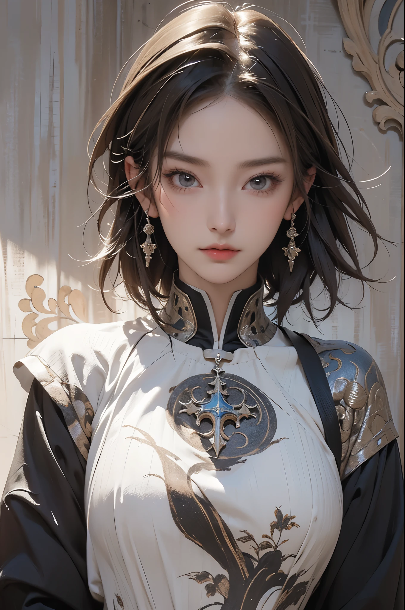 Highest quality, masterpiece, High resolution, (Awards), Super Fine, 16K, Incredibly absurd, very, Ink painting art, reality, Concept Art, Portraiture, whole body, One Woman, Flat Chest, Blonde messy bob cut, Single Side Lock, boyish, 中世のknight姿, Cute European Caucasian Woman, Beautiful woman, Captivating look, Excited expression, Detailed eyes, Beautiful Face, ((Medieval Background)), ((Medieval Background)),knight、Wearing metal armor、Paladin