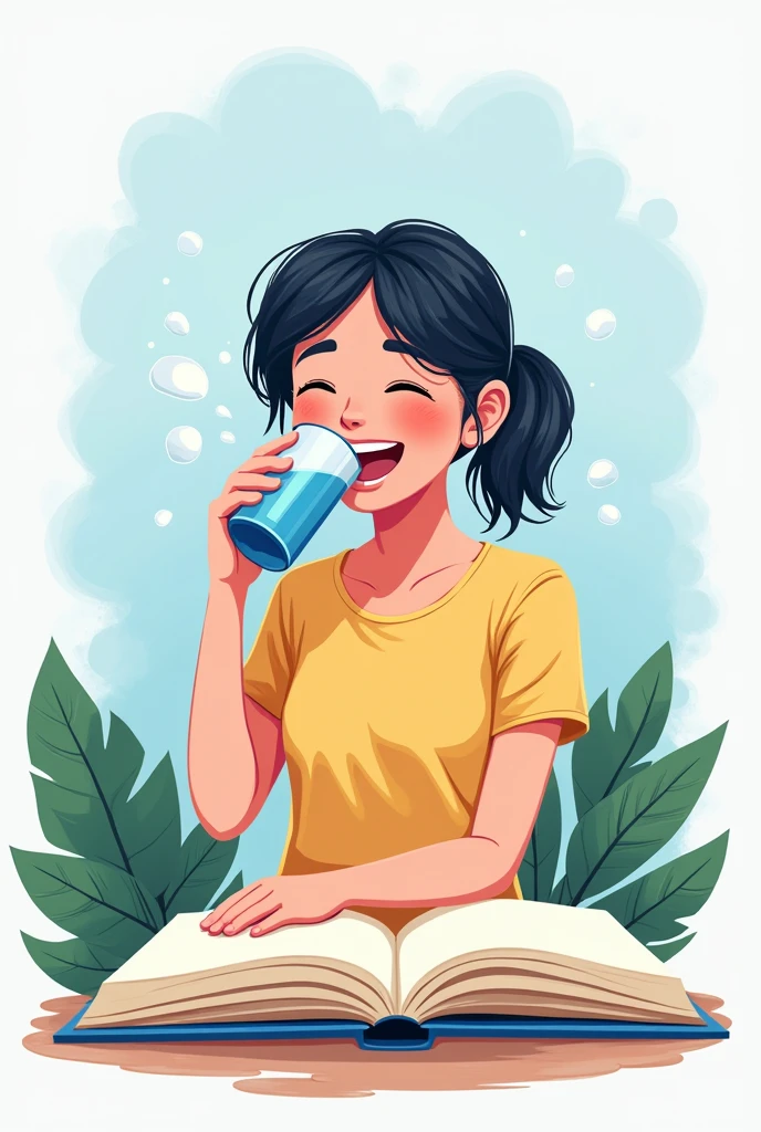 I am looking for an illustration of a student with dehydration in the following style: drawing style: Modern and vector, with smooth, clean lines, and vibrant colors. Cartoonish but realistic. Color: Using a palette of bright and contrasting colors that are pleasant and eye-catching. FORMAT: Illustrations arranged in a book or manual style. This illustration is intended for a guidance and training manual, so it must be clear, accessible and visually appealing."