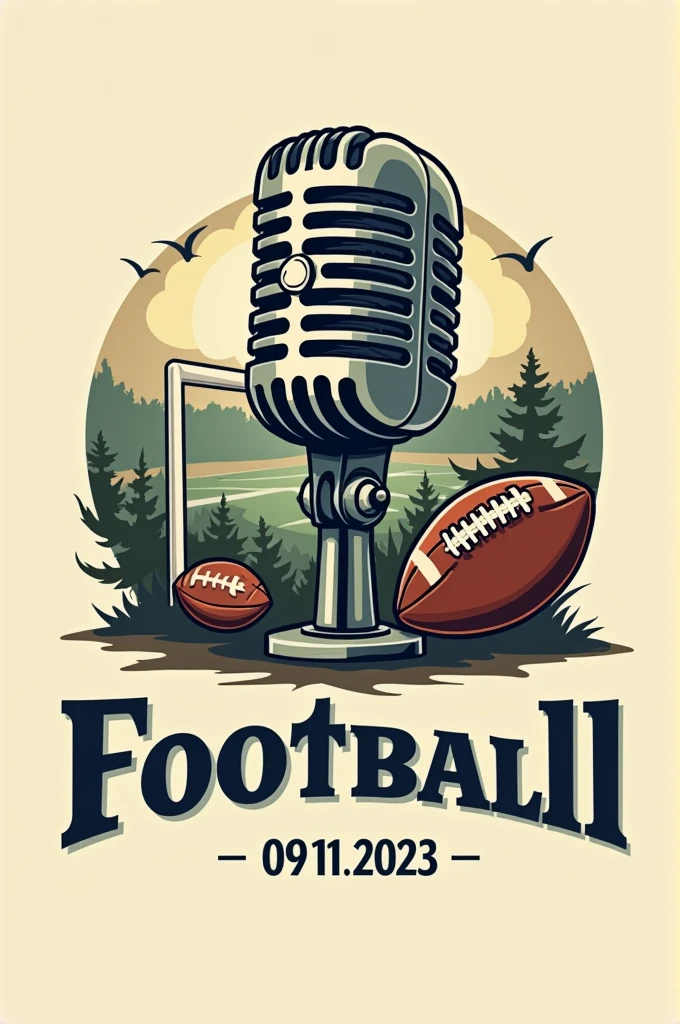 Making a logo, this type of logo has to use football elements, and a classic style microphone, as I work in entertainment and my focus is football, the company name is Opiniões do Sergio. That has the date 09/11/2023, which is the foundation.