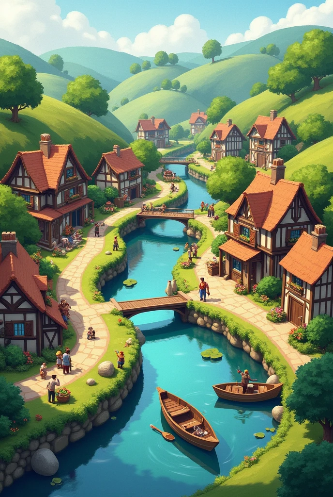 A village on the banks of a river