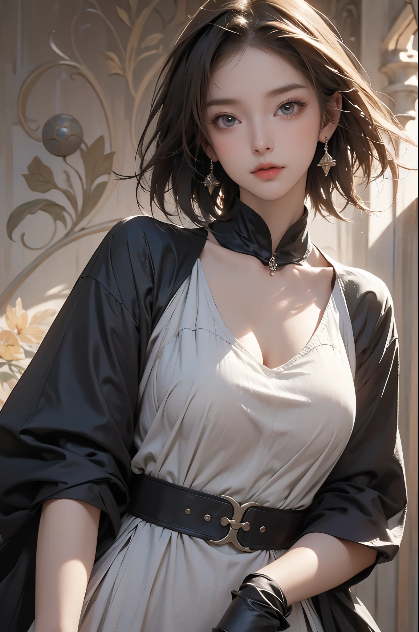 Highest quality, masterpiece, High resolution, (Awards), Super Fine, 16K, Incredibly absurd, very, Ink painting art, reality, Concept Art, Portraiture, whole body, One Woman, Flat Chest, Blonde messy bob cut, Single Side Lock, boyish, 中世のknight姿, Cute European Caucasian Woman, Beautiful woman, Captivating look, Excited expression, Detailed eyes, Beautiful Face, ((Medieval Background)), ((Medieval Background)),knight、Wearing metal armor