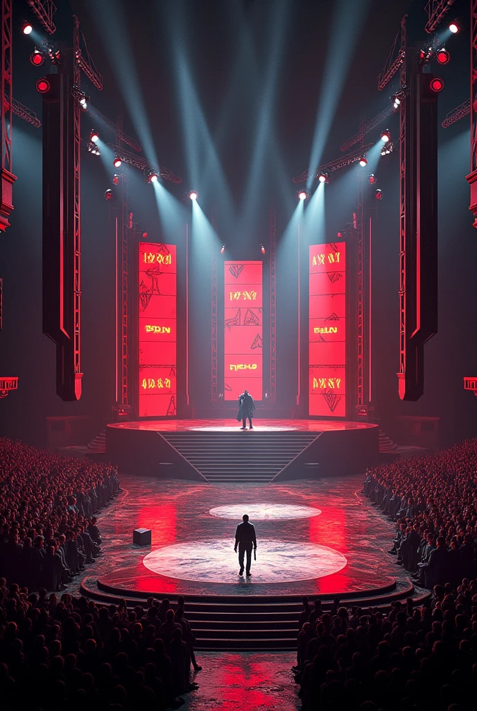 Create a stage for a concert by a famous American rapper called Black Crow