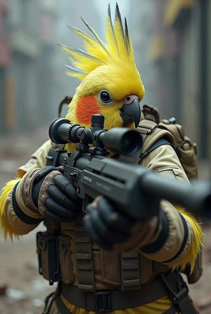 cockatiel, bone USEC do jogo escape from tarkov, with a sniper rifle pointing at the bottom right corner of the screen