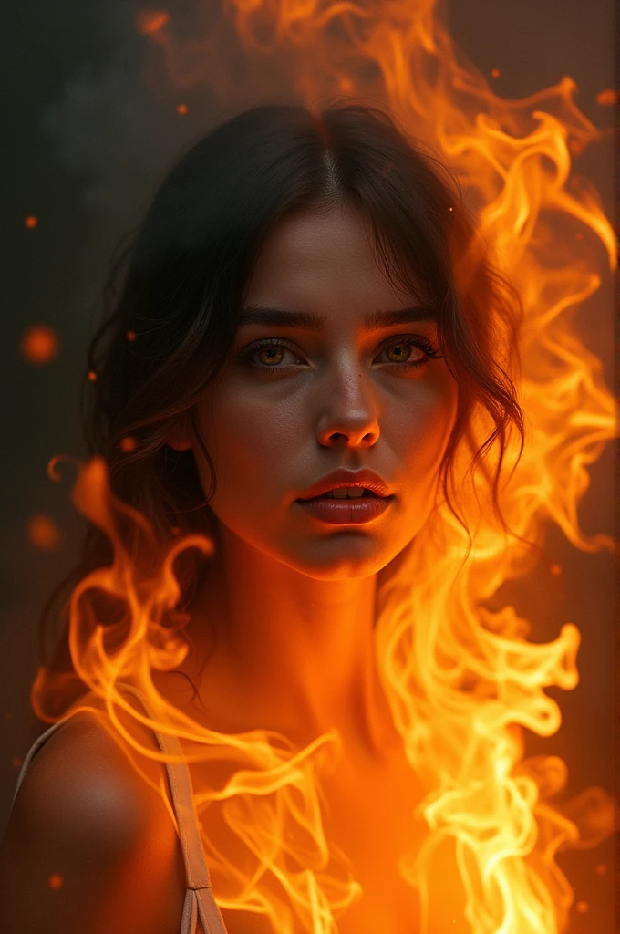 Female fire flame smoking