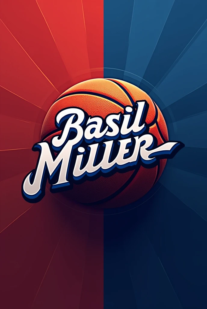 Make a basketball name logo "Basil Miller" Red and blue