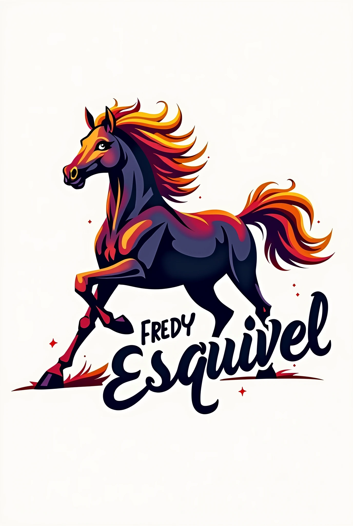 Can you create me a logo of a horse with the name Fredy Esquivel?
