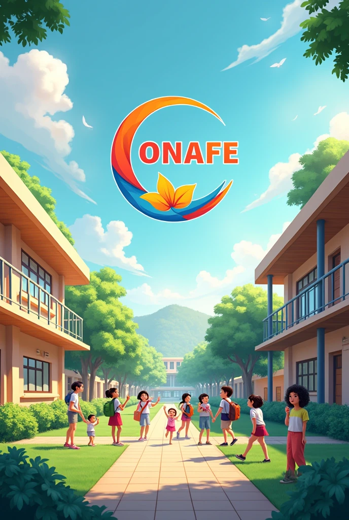 a school with the Conafe logo