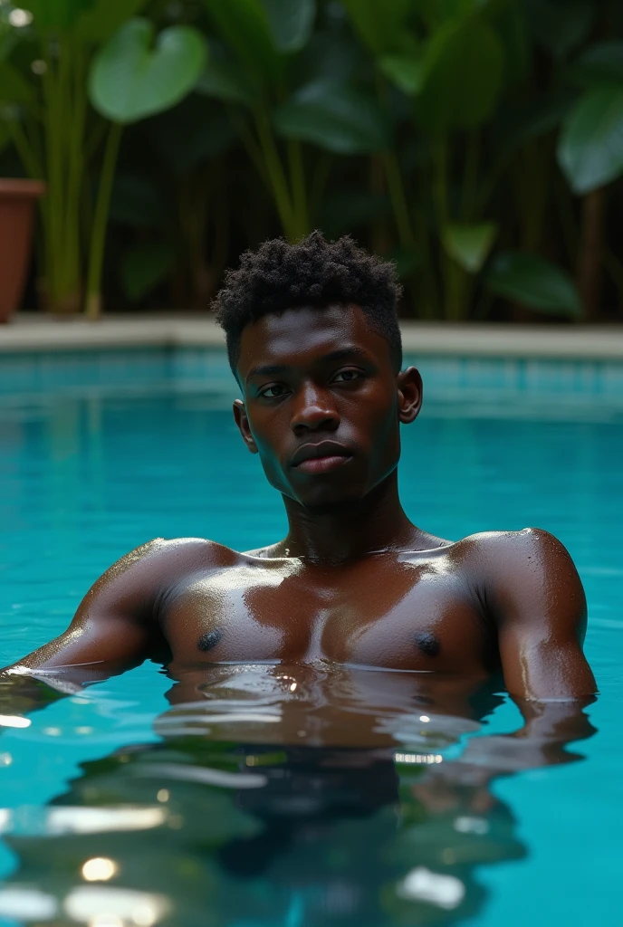 A  black hot boy in a pool teenager