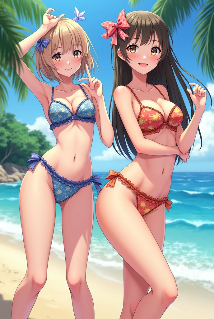 Browsing Caution　(Highest quality:1.5, High resolution, 超High resolution, 4K, Detailed lighting, Shaders), Browsing Caution Misaka Mikoto,　{alone}++ short hair　Brown Hair　Brown eyes　Cool face　White thong bikini　Realistic sun rays　 Beautiful beaches　Super fatty muscle　Muscular　Beautiful ass　Beautiful back　Sweat　Oblique angle from behind　Stick your butt out　On all fours　　Wet crotch　Flowing body fluids　　　Completely naked　topless　Beautiful beach