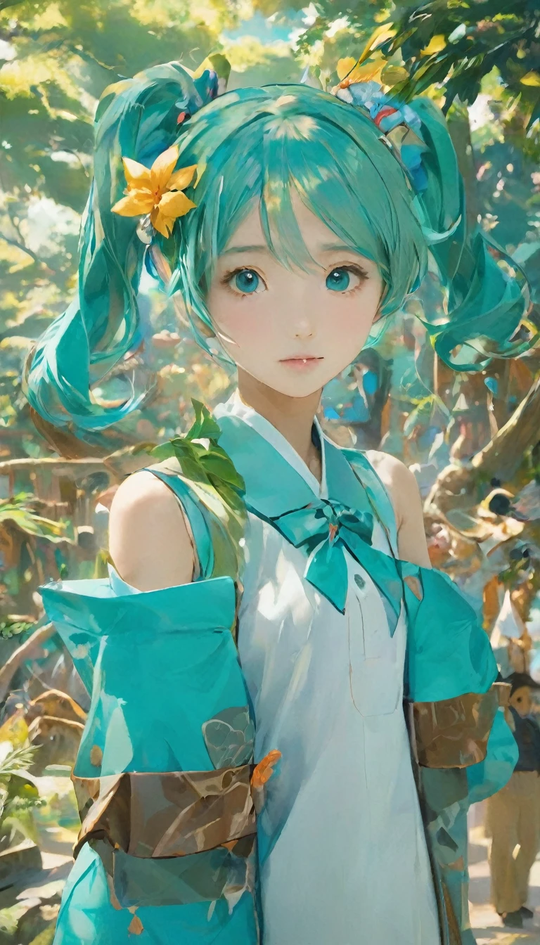 masterpiece、Highest quality、1.woman、20-year-old、Hatsune Miku、Jungle gym、Surrealism